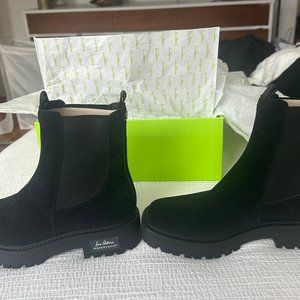 Sam Edelman Laguna Boots Black Suede Water Proof New with Tags Rainboots